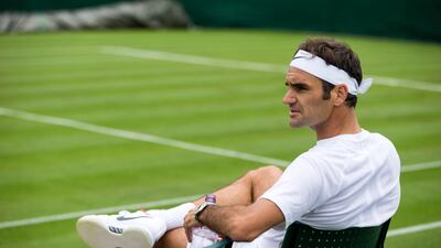 Roger Federer during practice for Wimbledon. Peter Klaunzer / EPA