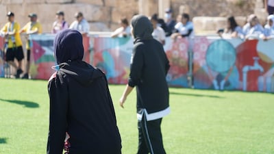 TheLet Gaza Live team plays against the Plastiquas team in the GGWCup semi final. Amy McConaghy / The National