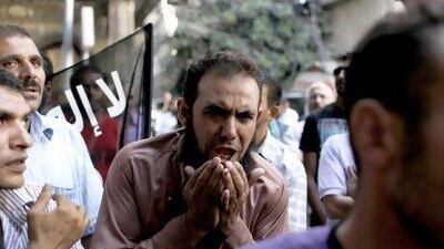 An Egyptian man chants slogans during a demonstration in front of the US embassy in Cairo against a film attacking Islam’s Prophet Mohammed.