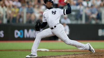 Major League Baseball - New York Yankees v Boston Red Sox - London Stadium, London, Britain. New York Yankees' Aroldis Chapman in action. REUTERS