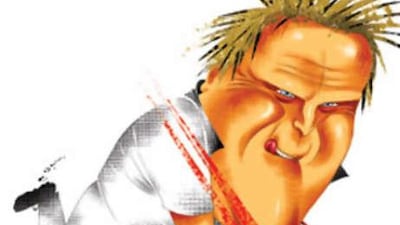 Shane Warne, a fiercely competitive performer with bat and ball.