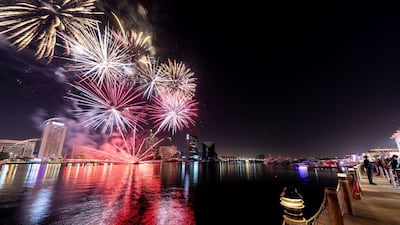 Fireworks at Al Seef, Dubai, during the 2019 Dubai Shopping Festival. Courtesy DSF