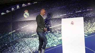 Zinedine Zidane at a press conference on March 11, sporting trouser turn-ups that turned a lot of heads. Reuters