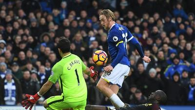 Tom Davies of Everton, right. Michael Regan / Getty Images