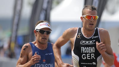 Germany triathlete Jan Frodeno, right, at the 2010 ITU World Championship in Seoul. AFP