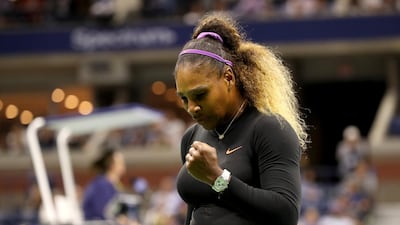 Serena Williams of the United States reacts during her second round match against Catherine McNally of the United States. AFP