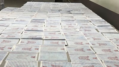 Kuwait's Customs authority said officers seized more than 1,600 sheets of paper that had been saturated with a narcotic substance. Photo: Kuwait Customs