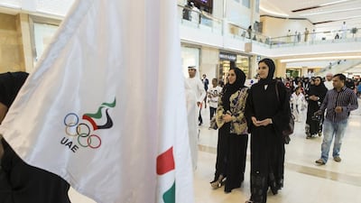 Women take part in the Emirati Women's Day parade at Yas Mall in 2015. Antonie Robertson/The National