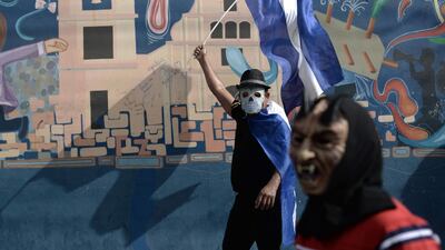 Protesters participate in the "March of Mocking" against Nicaraguan President Daniel Ortega in Leon, Nicaragua. Marvin Recinos/AFP