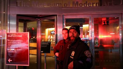 Police officers guard the entrance to the museum. Reuters