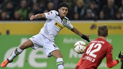 Mahmoud Dahoud of Borussia Monchengladbach fires a shot against Werder Bremen on Friday night in their Bundesliga match. Martin Meissner / AP / February 5, 2016