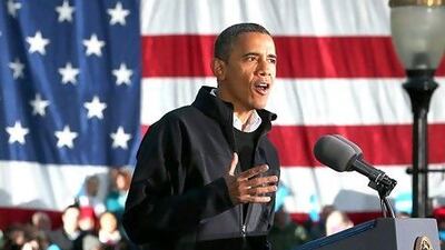 US president Barack Obama addresses a campaign rally in Iowa on a last-minute rush to persuade undecided voters. Chip Somodevilla / Getty Images / AFP