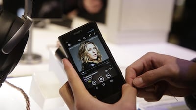A Sony Walkman on display at a company booth at an electronics show in Las Vegas. AP