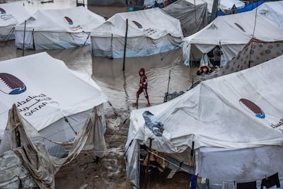 Heavy rain flooded the tents where many Gazans are living after Israel's destructive campaign. AFP