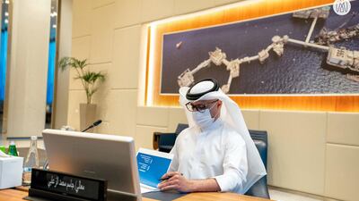 Chairman of Abu Dhabi's Department of Finance Jassem Al Zaabi, at the first meeting of the executive committee of the board of directors of Abu Dhabi National Oil Company. Image: AD Media Office on Twitter