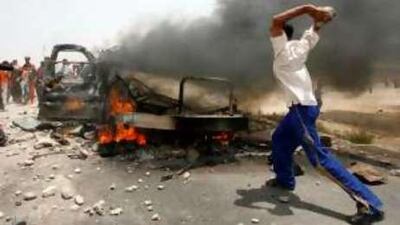 A private security company's vehicle burns after a bomb attack by insurgents: The shock from an IED attack, one contractor said, can be worse than the shrapnel.