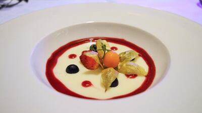 Mahalabiya from chef Ahmad Awad Alfakier at Kahraman restaurant, Southern Sun Abu Dhabi. Courtesy Southern Sun Abu Dhabi