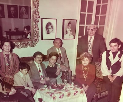 An undated image of Chant Avedissian, left, with George Mikealian standing behind him at photographer Shake Alban's house. Photo: Mikealian family archive