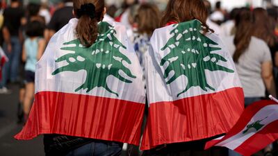 Lebanese protesters during anti-government demonstrations on the outskirts of Beirut, on October 27, 2019. AFP