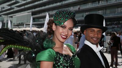 Race-goers pose before kick-off. REUTERS
