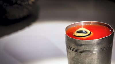 Sheep's eyeball juice from Mongolia: the pickled eye is popped into a glass of tomato juice, a combination that is said to combat headaches and hangovers. Photo by AnjaBarte Telin 