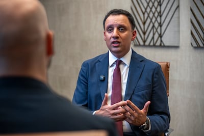 Anas Sarwar, the UK Minister of State for Trade, speaks to The National in Dubai on September 1. Ahmed Ramzan / The National