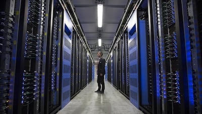 The server hall at Facebook’s European data storage centre in Lulea, Sweden. Simon Dawson / Bloomberg.