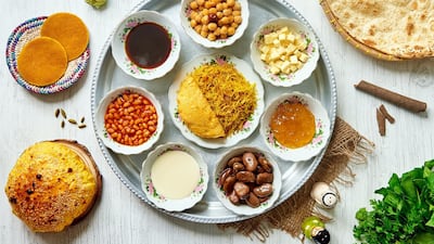 Emirati breakfast tray at Arabian Tea House