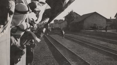 Anthony Kersting leaving Ma’an on the Hedjaz railway, Jordan, March 1946