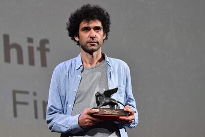 Actor Kais Nashif poses after he received the Orizzonti award for Best Actor. Photo / AFP