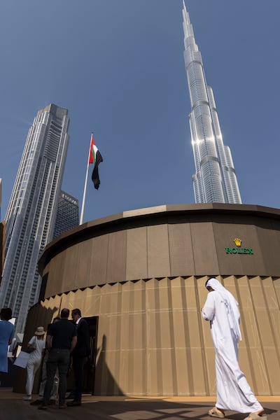 Dubai Watch Week's new location in Burj Park makes for some striking views. Antonie Robertson / The National