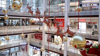Extravagant and festive Christmas decorations at The Galleria Mall Al Maryah Island. Khushnum Bhandari / The National