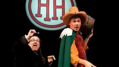 The actors Alison Fitzjohn as Queenie and Neal Foster as Rex perfom onstage. Jane Hobson