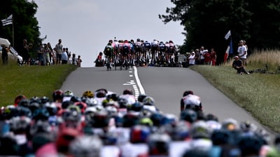 Competitors split into two packs during the 7th stage of the 108th Tour de France between Vierzon and Le Creusot.