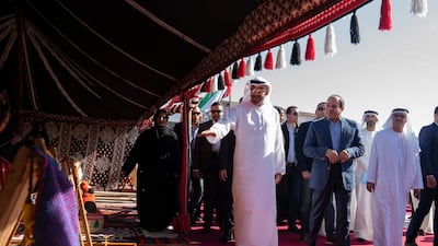 Sheikh Mohamed bin Zayed, Crown Prince of Abu Dhabi and Deputy Supreme Commander of the Armed Forces, and President Abdel Fattah El Sisi of Egypt tour Sharm El Sheikh Hertiage Festival on Wednesday. Courtesy Sheikh Mohamed bin Zayed Twitter