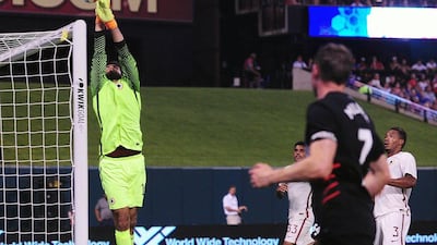Becker Alisson of AS Roma makes a save against Liverpool during a friendly match on August 1, 2016 in St Louis, Missouri. Jeff Curry / Getty Images / AFP
