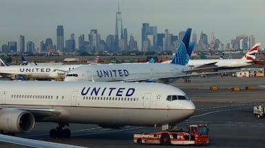 United Airlines planes on the runway at Newark Liberty International Airport on August 8. Getty Images