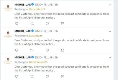 The labour ministry told Twitter users that the new system has been suspended. Twitter screengrab