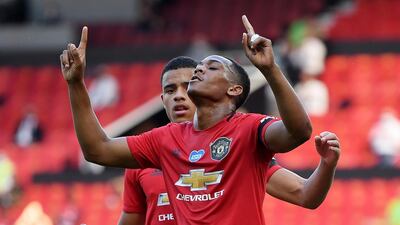 Manchester United striker Anthony Martial scored the first hat-trick of his career in the victory over Sheffield United. EPA