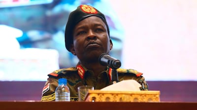 Sudan's ruling military council spokesman Gen Shams Al Deen Al Kabashi holds a press conference at the Presidential Palace in Khartoum on June 13, 2019. AP Photo