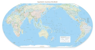 The problem with 'Equal Earth' maps is they show political boundaries in ways that some countries might consider unacceptable. Equal Earth