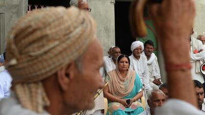 Indian social worker Sudesh Chowdhary, centre, was the first woman representative to be elected into the khap – the local village council. Sajjad Hussain/ AFP Photo