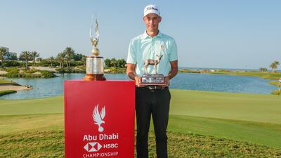 Josh Hill after wining the Abu Dhabi Amateur Championship at Saadiyat Beach Golf Club to earn his place at the 2022 Abu Dhabi HSBC Championship. Photo: HSBC Championship 2022