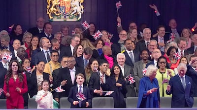 Queen Camilla and King Charles join in the fun with other members of the royal family and guests in the Royal Box. PA