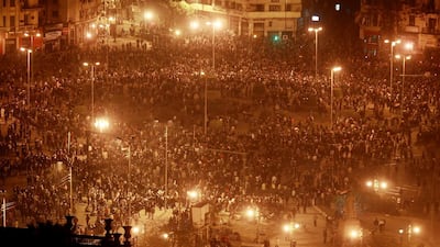 Thousands of protestors gather in Tahrir Square on January 28, 2011. Peter Macdiarmid/Getty Images