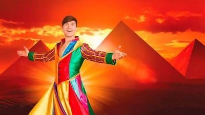 Rob Wilshaw as Joseph in Joseph and the Amazing Technicolor Dreamcoat. Copyright Popular Productions / Robert Gooch