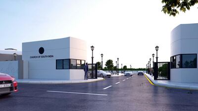 The Church of South India is being built on land allocated near a Hindu temple off the Dubai-Abu Dhabi Sheikh Zayed highway