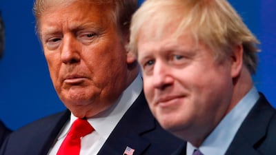 Donald Trump and British Prime Minister Boris Johnson. AFP
