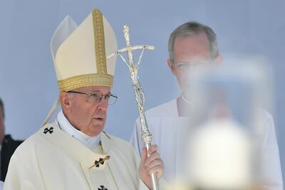 Pope Francis at today's Holy Mass in Zayed Sport City Stadium in Abu Dhabi. Luca Zennaro / EPA