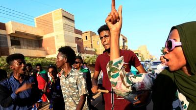 Sudanese protesters chant slogans during a rally calling for the former ruling party to be dissolved and for ex-officials to be put on trial in Khartoum, Sudan October 21, 2019. Reuters